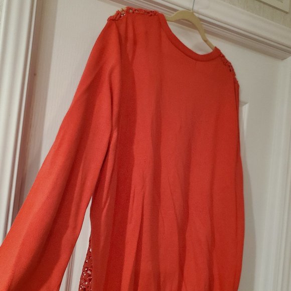 NWOT Crochet Open Front Cardigan 2X Jessica London Coral Button Front - Picture 8 of 9